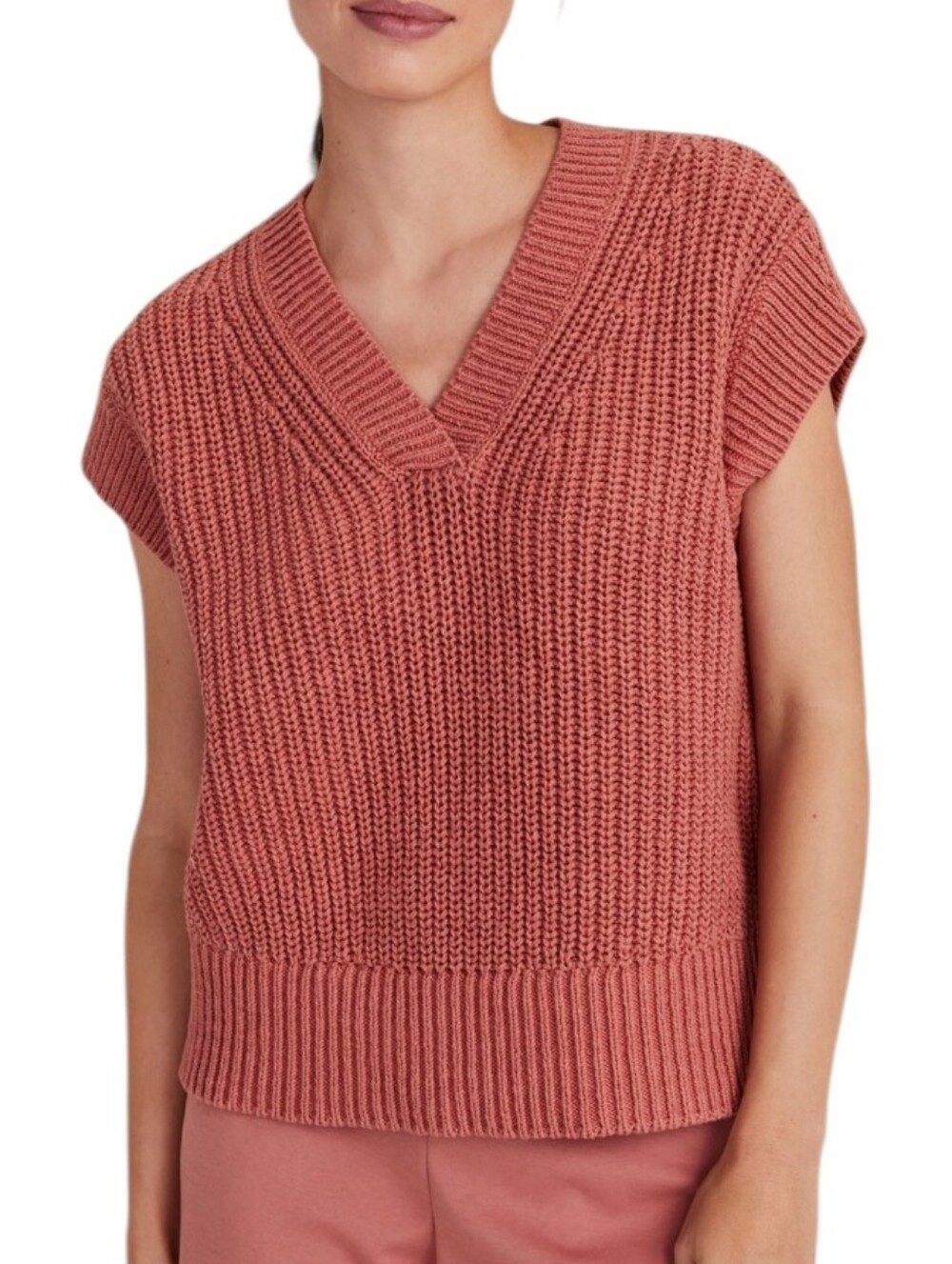 Haven Well Within Sweater Vest Size L Chunky Knit Fisherman Coastal Organic
